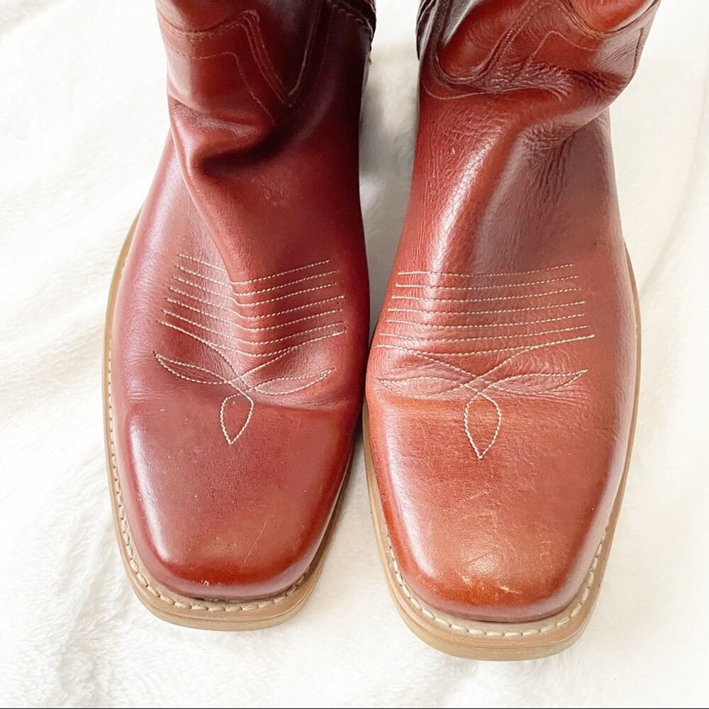 Dingo Vintage leather cowboy boots size 9 brown western heeled pull on mens - Picture 3 of 6